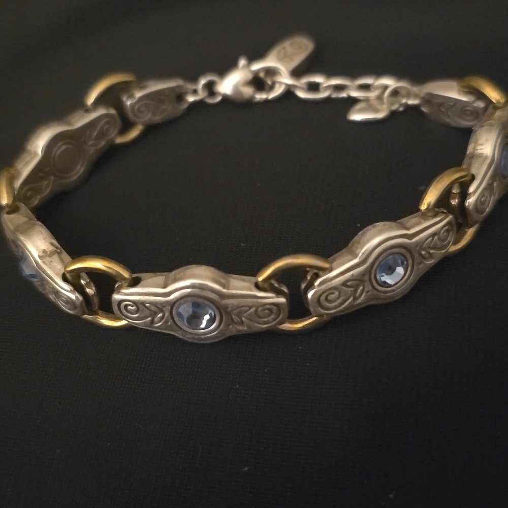 Brighten Two-Tone Bracelet with Blue Accents Size 7"